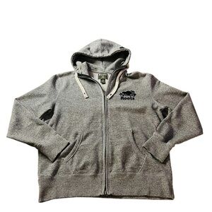 Roots Men’s Charcoal Full-Zip Hoodie Size Large